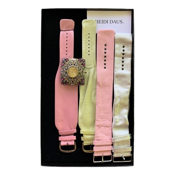 Heidi Daus Square Multicolor Swarovski Crystal Watch 2 Soft Leather Bands main image 6